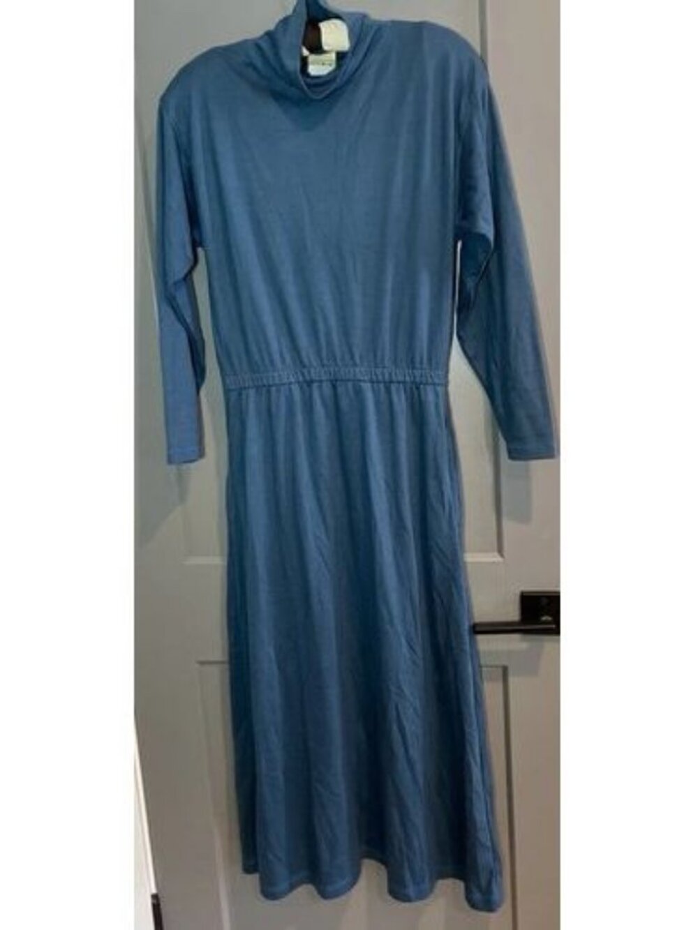 Vintage L.L. Bean Dress Mock Neck Tshirt Jersey Made In USA Size M Elastic Waist